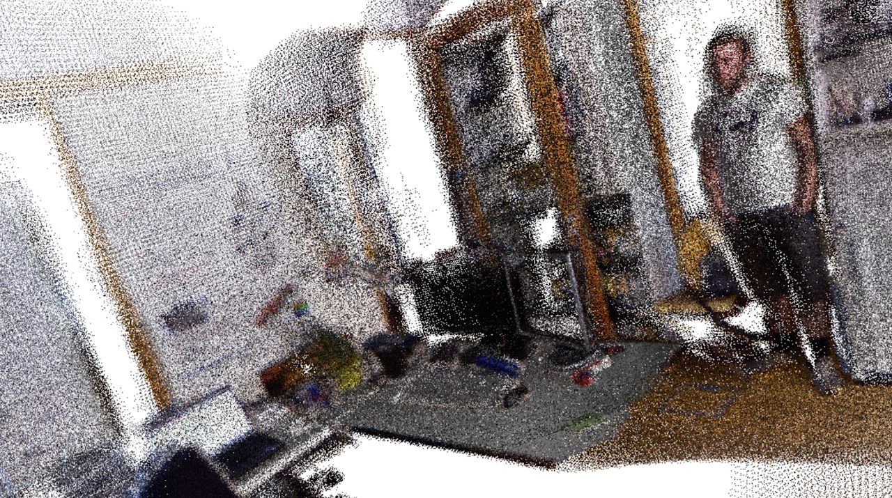 Dense point cloud of a room reconstructed from RGB-D frames with ORB-SLAM2